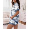 image:imageCHICME Pajamas Set for Women 2 Piece Pjs Lounge Set Soft Short Sleeve Tops and Sleep Shorts with PocketPblue