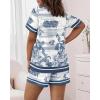 image:imageCHICME Pajamas Set for Women 2 Piece Pjs Lounge Set Soft Short Sleeve Tops and Sleep Shorts with PocketPblue