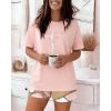 image:imageCHICME Pajamas Set for Women 2 Piece Pjs Lounge Set Soft Short Sleeve Tops and Sleep Shorts with PocketPink
