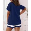 image:imageCHICME Pajamas Set for Women 2 Piece Pjs Lounge Set Soft Short Sleeve Tops and Sleep Shorts with PocketPurplish Blue