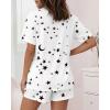 image:imageCHICME Pajamas Set for Women 2 Piece Pjs Lounge Set Soft Short Sleeve Tops and Sleep Shorts with PocketRwhite