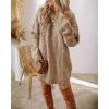 image:imageCHICME Women Round Neck Long Sleeve Sweater Cable Knit Casual Loose Fit Pullover Fall Winter SweatersAkhaki
