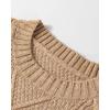 image:imageCHICME Women Round Neck Long Sleeve Sweater Cable Knit Casual Loose Fit Pullover Fall Winter SweatersAkhaki
