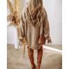 image:imageCHICME Women Round Neck Long Sleeve Sweater Cable Knit Casual Loose Fit Pullover Fall Winter SweatersAkhaki