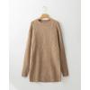 image:imageCHICME Women Round Neck Long Sleeve Sweater Cable Knit Casual Loose Fit Pullover Fall Winter SweatersAkhaki