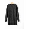 image:imageCHICME Women Round Neck Long Sleeve Sweater Cable Knit Casual Loose Fit Pullover Fall Winter SweatersBlack