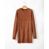 image:imageCHICME Women Round Neck Long Sleeve Sweater Cable Knit Casual Loose Fit Pullover Fall Winter SweatersBrown