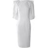 image:imageCHICME Womens Elegant Cape Sleeve Bodycon Midi Dress VNeck Back Slit Slim Fit Cocktail Pencil DressAwhite