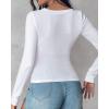 image:imageCHICME Womens Fall Long Sleeve Square Neck T Shirts with Builtin Shelf Bra Ribbed Knit Slim Fit Casual Basic TopsAwhite