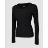 image:imageCHICME Womens Fall Long Sleeve Square Neck T Shirts with Builtin Shelf Bra Ribbed Knit Slim Fit Casual Basic TopsBlack