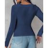 image:imageCHICME Womens Fall Long Sleeve Square Neck T Shirts with Builtin Shelf Bra Ribbed Knit Slim Fit Casual Basic TopsPurplish Blue