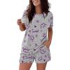 image:imageCHICME Pajamas Set for Women 2 Piece Pjs Lounge Set Soft Short Sleeve Tops and Sleep Shorts with PocketQgray