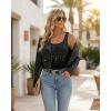 image:imageCHICME Rhinestone Square Neck Tank Top for Women Slim Fit Sleeveless Sparkly Casual Daily Wear TopBlack