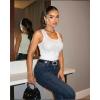 image:imageCHICME Rhinestone Square Neck Tank Top for Women Slim Fit Sleeveless Sparkly Casual Daily Wear TopWhite