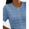 image:imageCHICME Short Sleeve Tops for Women Round Neck Button Front Textured Casual Blouse for Spring SummerLighted Blue