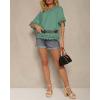 image:imageCHICME Womens Summer Boho Tops Dressy Casual Crewneck Short Sleeve Blouse Ruffle Hem Eyelet Shirts Beach VacationLight Green
