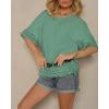 image:imageCHICME Womens Summer Boho Tops Dressy Casual Crewneck Short Sleeve Blouse Ruffle Hem Eyelet Shirts Beach VacationLight Green