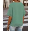 image:imageCHICME Womens Summer Boho Tops Dressy Casual Crewneck Short Sleeve Blouse Ruffle Hem Eyelet Shirts Beach VacationLight Green