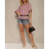 image:imageCHICME Womens Summer Boho Tops Dressy Casual Crewneck Short Sleeve Blouse Ruffle Hem Eyelet Shirts Beach VacationPink