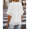 image:imageCHICME Womens Summer Boho Tops Dressy Casual Crewneck Short Sleeve Blouse Ruffle Hem Eyelet Shirts Beach VacationWhite