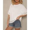 image:imageCHICME Womens Summer Boho Tops Dressy Casual Crewneck Short Sleeve Blouse Ruffle Hem Eyelet Shirts Beach VacationWhite