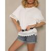 image:imageCHICME Womens Summer Boho Tops Dressy Casual Crewneck Short Sleeve Blouse Ruffle Hem Eyelet Shirts Beach VacationWhite