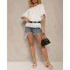image:imageCHICME Womens Summer Boho Tops Dressy Casual Crewneck Short Sleeve Blouse Ruffle Hem Eyelet Shirts Beach VacationWhite