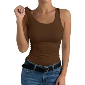 image:imageCHICME Womens Seamless Shapewear Camisole Tummy Control Tank Top for Women Slimming Body Shaper VestCoffee