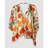 image:imageCHICME Womens Floral Print Swimsuit Coverup Batwing Sleeve Hollow Out Beach Cover Up Summer Cardigan Loose SwimwearApricot