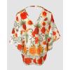 image:imageCHICME Womens Floral Print Swimsuit Coverup Batwing Sleeve Hollow Out Beach Cover Up Summer Cardigan Loose SwimwearApricot