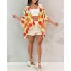 image:imageCHICME Womens Floral Print Swimsuit Coverup Batwing Sleeve Hollow Out Beach Cover Up Summer Cardigan Loose SwimwearApricot
