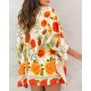image:imageCHICME Womens Floral Print Swimsuit Coverup Batwing Sleeve Hollow Out Beach Cover Up Summer Cardigan Loose SwimwearApricot