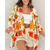 image:imageCHICME Womens Floral Print Swimsuit Coverup Batwing Sleeve Hollow Out Beach Cover Up Summer Cardigan Loose SwimwearApricot