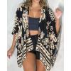 image:imageCHICME Womens Floral Print Swimsuit Coverup Batwing Sleeve Hollow Out Beach Cover Up Summer Cardigan Loose SwimwearBlack