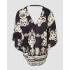 image:imageCHICME Womens Floral Print Swimsuit Coverup Batwing Sleeve Hollow Out Beach Cover Up Summer Cardigan Loose SwimwearBlack