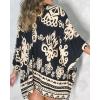 image:imageCHICME Womens Floral Print Swimsuit Coverup Batwing Sleeve Hollow Out Beach Cover Up Summer Cardigan Loose SwimwearBlack