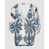 image:imageCHICME Womens Floral Print Swimsuit Coverup Batwing Sleeve Hollow Out Beach Cover Up Summer Cardigan Loose SwimwearBlue