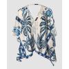 image:imageCHICME Womens Floral Print Swimsuit Coverup Batwing Sleeve Hollow Out Beach Cover Up Summer Cardigan Loose SwimwearBlue