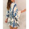 image:imageCHICME Womens Floral Print Swimsuit Coverup Batwing Sleeve Hollow Out Beach Cover Up Summer Cardigan Loose SwimwearBlue