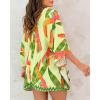 image:imageCHICME Womens Floral Print Swimsuit Coverup Batwing Sleeve Hollow Out Beach Cover Up Summer Cardigan Loose SwimwearLight Green