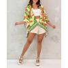 image:imageCHICME Womens Floral Print Swimsuit Coverup Batwing Sleeve Hollow Out Beach Cover Up Summer Cardigan Loose SwimwearLight Green
