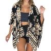 image:imageCHICME Womens Floral Print Swimsuit Coverup Batwing Sleeve Hollow Out Beach Cover Up Summer Cardigan Loose SwimwearBlack