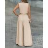 image:imageCHICME 2 Piece Outfits for Women Summer Sleeveless Twist Tank Top and Wide Leg Pant Sets Casual Travel Airport Outfits FlowyApricot