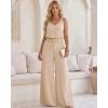 image:imageCHICME 2 Piece Outfits for Women Summer Sleeveless Twist Tank Top and Wide Leg Pant Sets Casual Travel Airport Outfits FlowyApricot