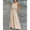 image:imageCHICME 2 Piece Outfits for Women Summer Sleeveless Twist Tank Top and Wide Leg Pant Sets Casual Travel Airport Outfits FlowyApricot