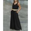 image:imageCHICME 2 Piece Outfits for Women Summer Sleeveless Twist Tank Top and Wide Leg Pant Sets Casual Travel Airport Outfits FlowyBlack