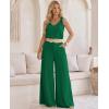 image:imageCHICME 2 Piece Outfits for Women Summer Sleeveless Twist Tank Top and Wide Leg Pant Sets Casual Travel Airport Outfits FlowyDark Green