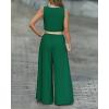 image:imageCHICME 2 Piece Outfits for Women Summer Sleeveless Twist Tank Top and Wide Leg Pant Sets Casual Travel Airport Outfits FlowyDark Green