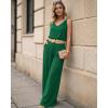 image:imageCHICME 2 Piece Outfits for Women Summer Sleeveless Twist Tank Top and Wide Leg Pant Sets Casual Travel Airport Outfits FlowyDark Green