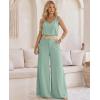 image:imageCHICME 2 Piece Outfits for Women Summer Sleeveless Twist Tank Top and Wide Leg Pant Sets Casual Travel Airport Outfits FlowyLight Green